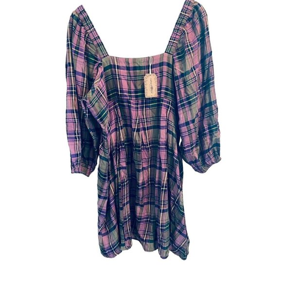 Natural life women's purple Plaid Dress New with tags Sz L - Picture 5 of 6